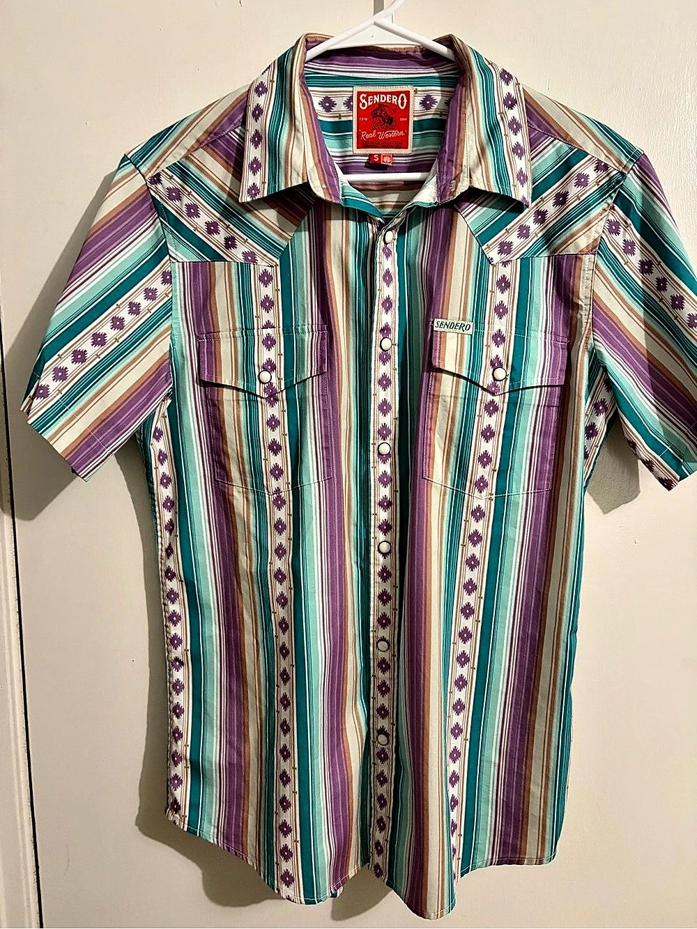 Sendero Real Western Men'Small Striped Western Shirt Size Small Like New